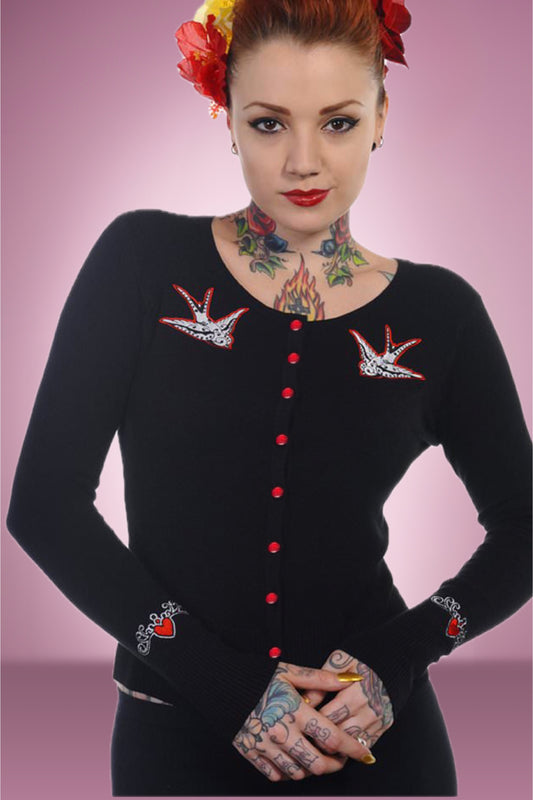 Red swallow cardi