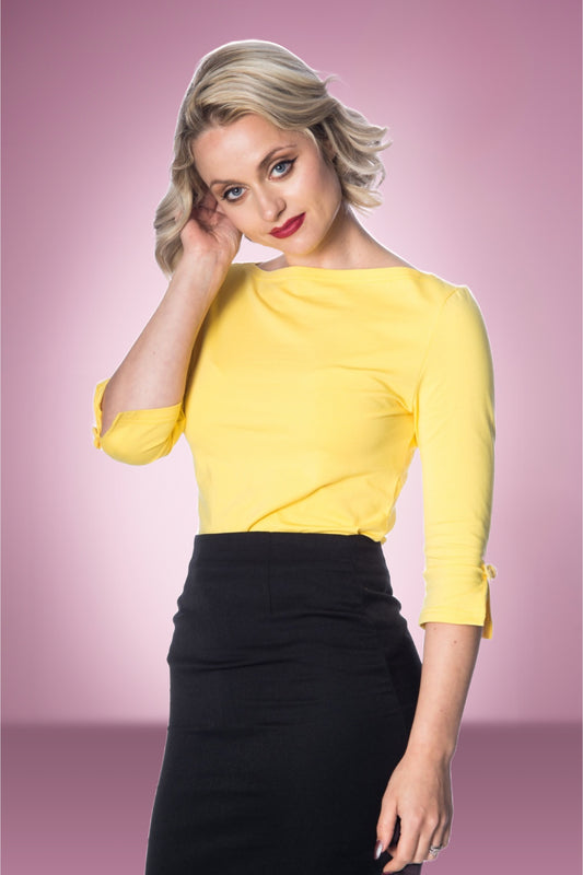 Bondai Bow Sleeved Top in Yellow