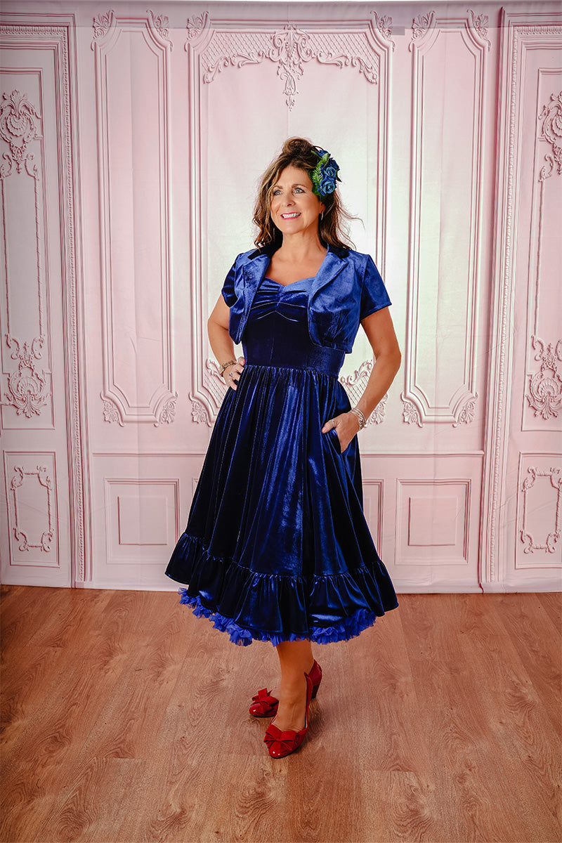 Royal Blue Vivienne Velvet Bolero - Main Image